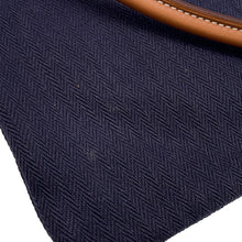 Load image into Gallery viewer, HERMES Sack Aline Blue Indigo/Gold Toile Chevrons Barenia Leather Size MM
