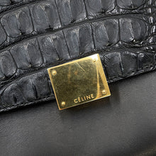 将图像加载到图库查看器中,CELINE Trapeze Black Crocodile Embossed Leather Leather Suede