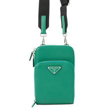 将图像加载到图库查看器中,PRADA Triangle Smartphone Shoulder Green2ZH126 Saffiano Leather