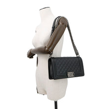 将图像加载到图库查看器中,CHANEL Boy Chanel ChainShoulder Bag BlackA67086 Caviar Leather Size 25