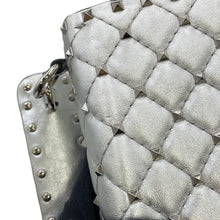 Load image into Gallery viewer, Valentino Garavani Rock Studded Spike 2-Way Shoulder Bag SilverRW2B0122NPL Leather