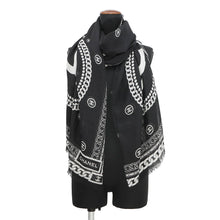 将图像加载到图库查看器中,CHANEL CC Logo Stole Black/WhiteAAA969 Cashmere80% Silk20%