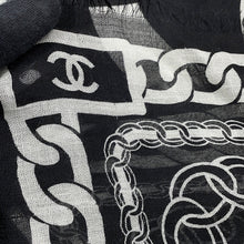 将图像加载到图库查看器中,CHANEL CC Logo Stole Black/WhiteAAA969 Cashmere80% Silk20%