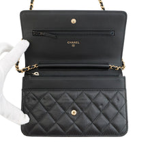 Load image into Gallery viewer, CHANEL 2.55 Chain Wallet Embroidery BlackA80834 Lambskin