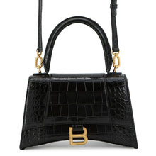 将图像加载到图库查看器中,BALENCIAGA Hourglass 2wayBag Black593546 Croco embossed leather Size Small