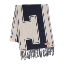 Load image into Gallery viewer, HERMES Scarf Craie de H Blue・Marine / Beige・Cine Cashmere100%
