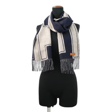 将图像加载到图库查看器中,HERMES Scarf Craie de H Blue・Marine / Beige・Cine Cashmere100%