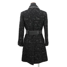 Load image into Gallery viewer, CHANEL Tweed Coat Size 38 BlackP57222 Acryl35% Polyester23% Nylon20% Cotton11% Wool 8% Rayon3% Leather