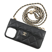 将图像加载到图库查看器中,CHANEL Matelasse Shoulder Phone Case for iPhone 16 Pro Max BlackAP4542 Caviar Leather