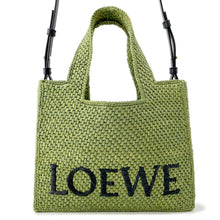 Load image into Gallery viewer, LOEWE Font Tote Bag GreenA685B59X01 Raffia Leather Size Small