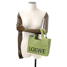 Load image into Gallery viewer, LOEWE Font Tote Bag GreenA685B59X01 Raffia Leather Size Small