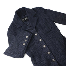 将图像加载到图库查看器中,CHANEL Tweed long coat Size 36 NavyP73360 Wool 70% Acryl17% Viscose6%Cotton6% Polyamide1%