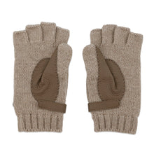 Load image into Gallery viewer, HERMES Baltimore Serie Button 2-Way Knit Gloves Size S Etoupe Cashmere100% Deer Leather