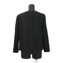 将图像加载到图库查看器中,CHANEL Camellia No-Collar Jacket Size Chronomat 44 BlackP52753 Wool 76% Nylon13% Silk11%