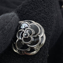 将图像加载到图库查看器中,CHANEL Camellia No-Collar Jacket Size Chronomat 44 BlackP52753 Wool 76% Nylon13% Silk11%