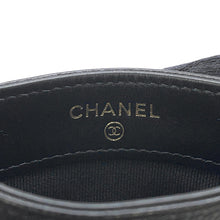 将图像加载到图库查看器中,CHANEL CC Logo Half Rhinestone Card Case Black Caviar Leather