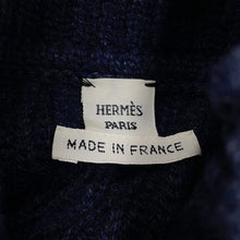 将图像加载到图库查看器中,HERMES Horse Ribbon Twill High-Neck Knit Size 34 Navy Silk100% Cashmere99% Nylon1%