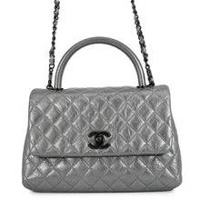 将图像加载到图库查看器中,CHANEL Matelasse Coco Handle 2-Way Handbag Gray MetallicA92991 Vintage Calf Leather Size 29