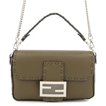 Load image into Gallery viewer, FENDI Baguette Selleria 2-Way Chain Shoulder Bag Khaki8BS017 Leather Size Mini