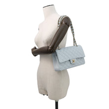 将图像加载到图库查看器中,CHANEL Matelasse W Flap ChainShoulder Bag Light BlueA01112 Caviar Leather Size 25