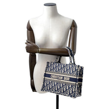 Load image into Gallery viewer, Dior Oblique Embroidery Book Tote Navy/BeigeM1265ZRIW Canvas Size Small