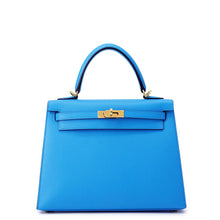 将图像加载到图库查看器中,HERMES Kelly Sellier Blue Frida Epsom Size 25