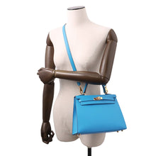 将图像加载到图库查看器中,HERMES Kelly Sellier Blue Frida Epsom Size 25