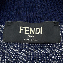 将图像加载到图库查看器中,FENDI FF logo cardigan Size 46 Gray/NavyFZC491 Wool 100%