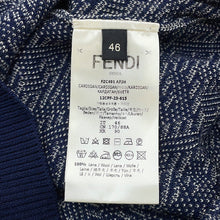 将图像加载到图库查看器中,FENDI FF logo cardigan Size 46 Gray/NavyFZC491 Wool 100%