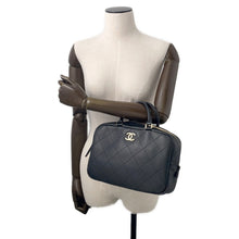 Load image into Gallery viewer, CHANEL Matelasse Bowling 2WAY Handbag Black Calf Leather