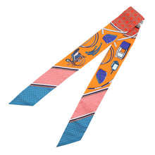 Load image into Gallery viewer, HERMES Twilly Folding Canopy Carriage LES VOITURES A TRANSFORMATION Orange/Cobalt/Vermillon Silk100%