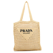 Load image into Gallery viewer, PRADA Logo Crochet Tote Bag Natural2VG105 Raffia