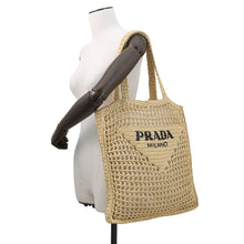 Load image into Gallery viewer, PRADA Logo Crochet Tote Bag Natural2VG105 Raffia