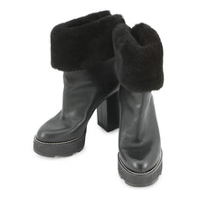 Load image into Gallery viewer, LOUIS VUITTON LV Beaubourg Line EncreBoots Black Leather Shearling Size 38