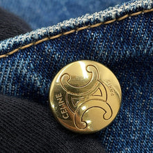 将图像加载到图库查看器中,CELINE Dark Union Wash Denim Lacquer Jacket Size XS Blue2Q493365M Cotton100%