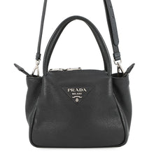 将图像加载到图库查看器中,PRADA Vitello Dino 2WAY Handbag Black1BC145 Leather Size Small