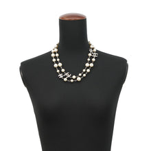 Load image into Gallery viewer, CHANEL CC Logo Long Necklace SilverA36121 Metal Faux Pearl Rhinestone