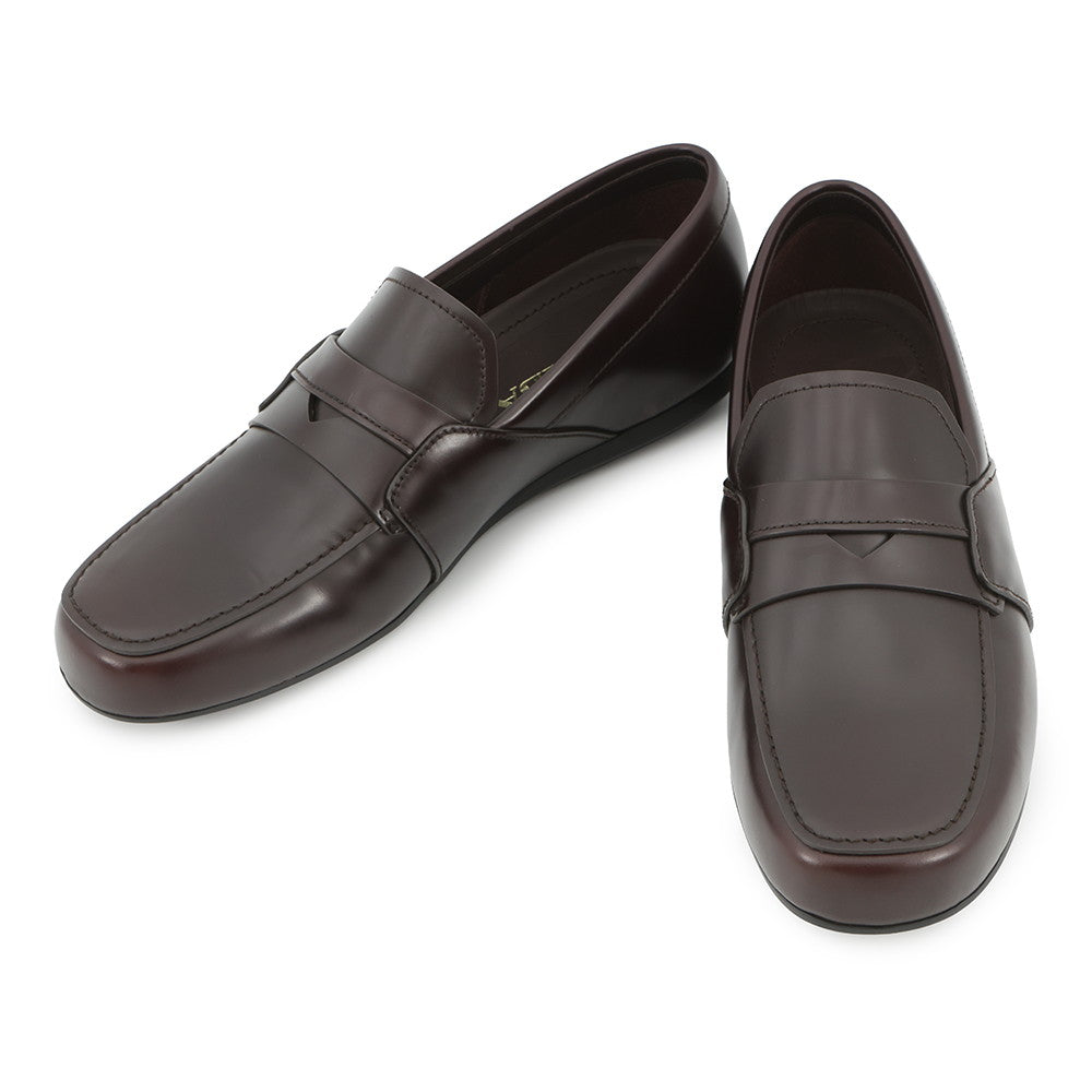 尚*也様 Archive PRADA square toe leather lo PRADA Brushed Leather Square Toe Loafers Brown2DE075 Leather Size