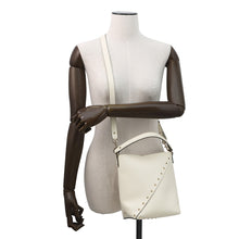 将图像加载到图库查看器中,RED VALENTINO Padlock Studded Whispy Bucket Shoulder Bag White5W2B0Q00PIY Leather