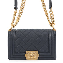 Load image into Gallery viewer, CHANEL Boy Chanel ChainShoulder Bag NavyA67085 Caviar Leather Size 20