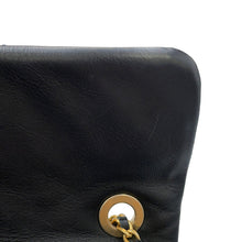 Load image into Gallery viewer, CHANEL Chevron Bag Charm with Chain Shoulder Black Lambskin Size 25
