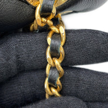 Load image into Gallery viewer, CHANEL Chevron Bag Charm with Chain Shoulder Black Lambskin Size 25