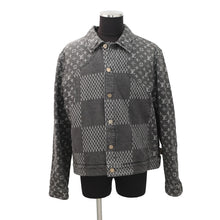 将图像加载到图库查看器中,LOUIS VUITTON LOUIS VUITTON x NIGO Giant Damier Waves Monogram Denim Jacket Size 54 Black1A88WW Cotton100%