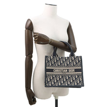 将图像加载到图库查看器中,Dior Oblique Embroidery Book Tote NavyM1325CZBB Canvas Calf Leather Size Small