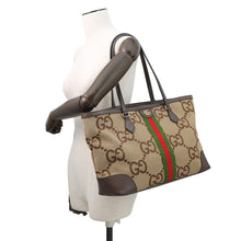 将图像加载到图库查看器中,GUCCI Ophidia Jumbo GG Medium Tote Brown/Beige631685 Canvas Leather Size Medium