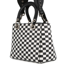 将图像加载到图库查看器中,Dior Lady's Dior Checkered 2-Way Bag White/Black Leather Size Medium