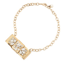 Load image into Gallery viewer, DOLCE&GABBANA Ribbon motif Pendant Gold Metal Rhinestone Faux Pearl