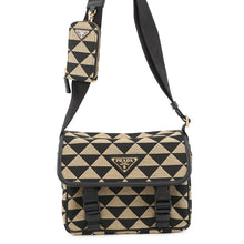 将图像加载到图库查看器中,PRADA Symbol Embroidery Shoulder Bag Beige/Black2VD034 Canvas Leather