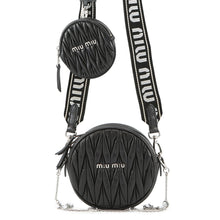 将图像加载到图库查看器中,MIUMIU Matelassé Round Shoulder Bag Black5BH191 Nappa Leather