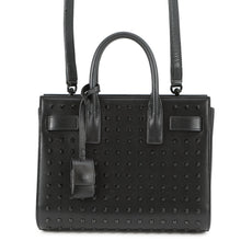Load image into Gallery viewer, SAINT LAURENT PARIS Studded 2way Handbag Black Leather Size Nano